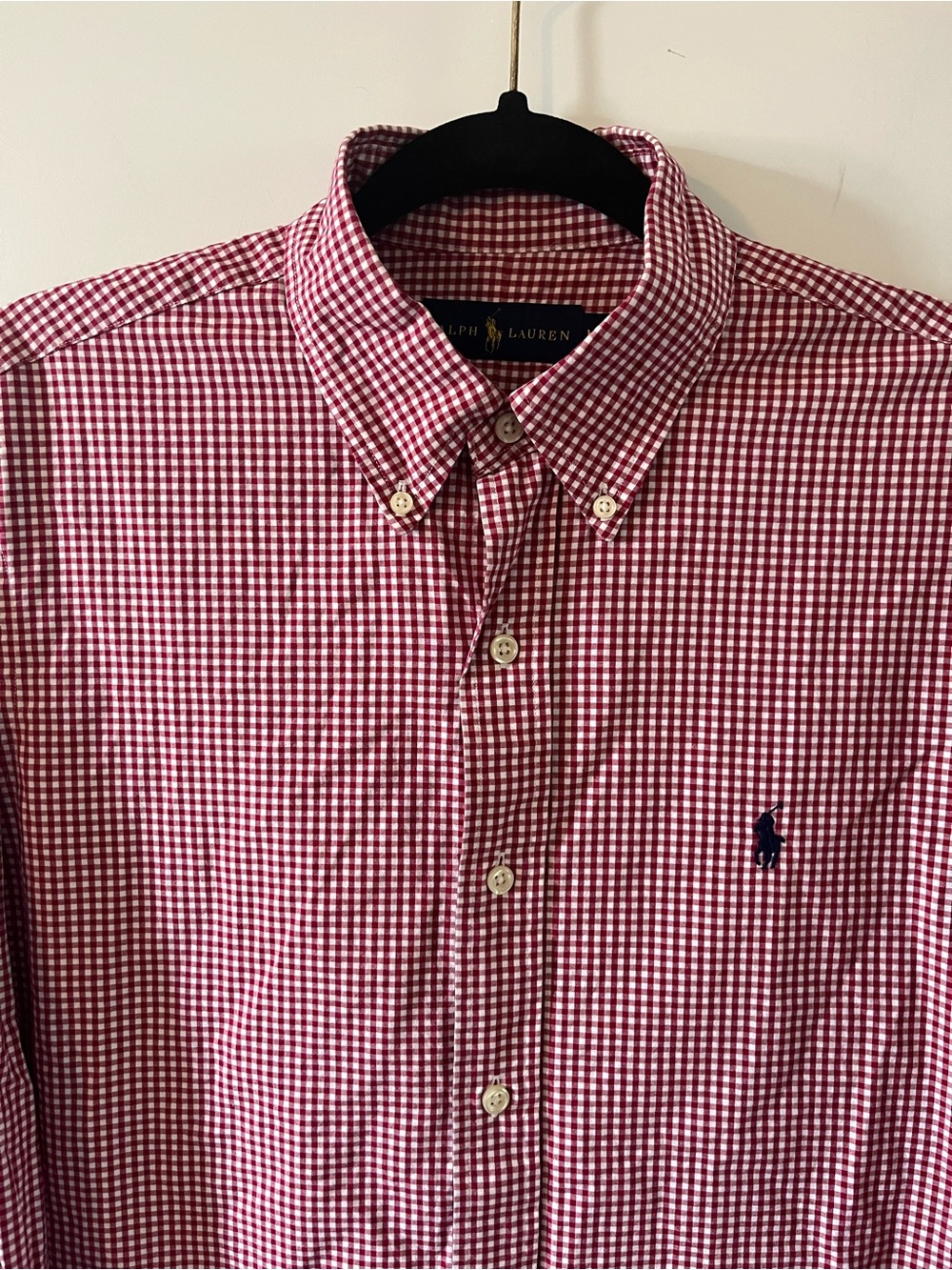 Ralph Lauren Red and White Gingham Button-Down Shirt